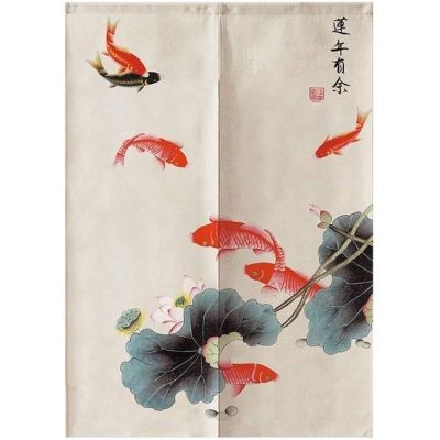 Japanese Noren Door way Curtain Tapestry (Red Fish,85x150cm/175cm/200cm)