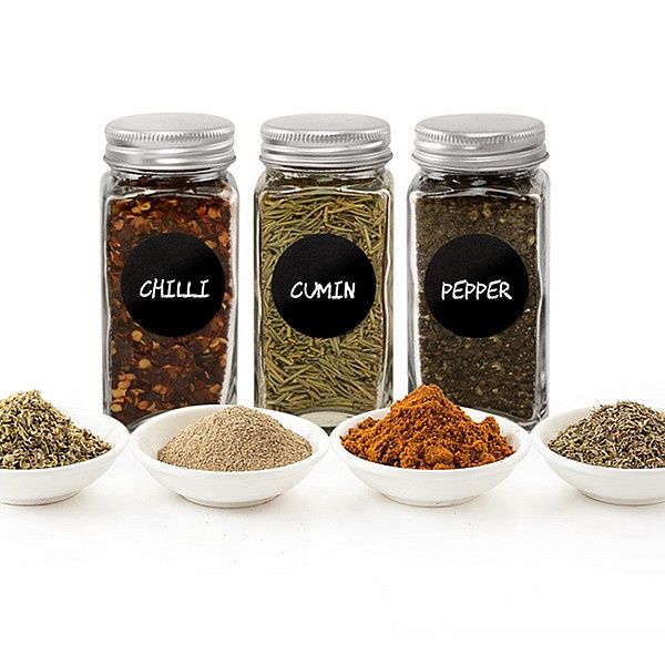 12pcs/set Kitchen Seasoning Jars, 120ml Glass Condiment Bottles With Cumin  Spice Label