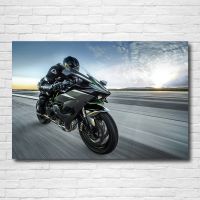 KAWASAKI NINJA H2 Superbike Rider Motorcycle Wallpaper Wall Art Posters and Prints Modern Canvas Painting for Home Decor