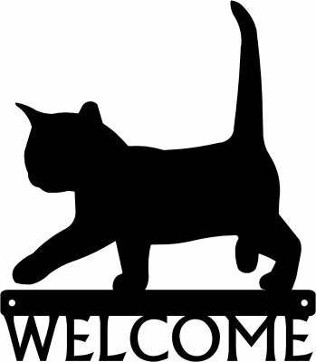 Black Cat #02: Kitten Welcome Sign - Wall Decor-12 inch Wide