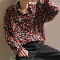 【7 Color 】Mens beach Hawaiian floral long-sleeved shirt Korean fashion lapel casual loose all-match shirt shirt men