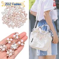 DENONGE 10PCS ตัดเย็บเสื้อผ้า รูปดอกไม้ คริสตัล คลิปหนีบหมวก กระดุมมุก ปุ่ม Rhinestone กิ๊บติดผมไข่มุก