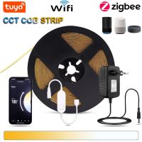 CCT LED Strip Light 24V COB Strip Flexible Lamp Tuya Wifi Zigbee Dimmable LED Tape Remote Alexa Google Assistant Voice Control