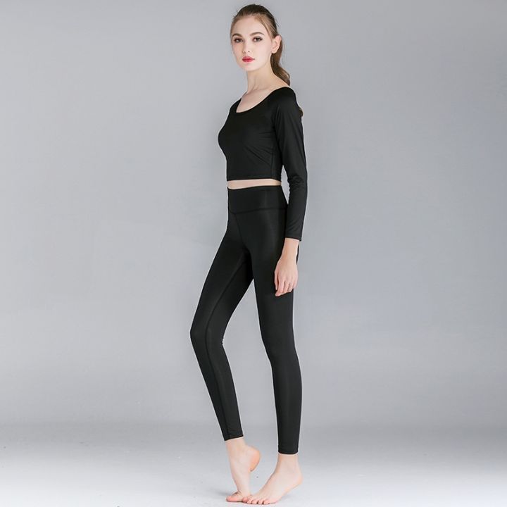 cod-price-solid-long-sleeved-navel-exposed-yoga-tight-suit-female-sexy-slim-quick-drying-high-elastic-dance-fitness