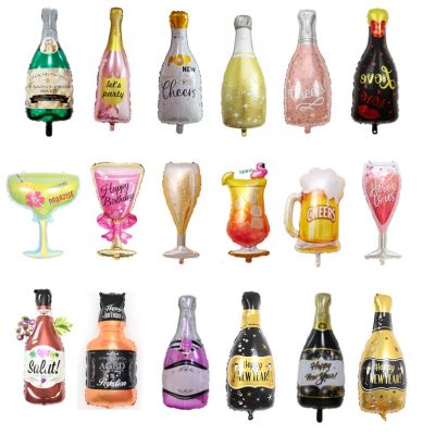 【YF】 Bottle/Champagne Cup Big Size Helium Foil Birthday Wedding Decoration theme creative decoration