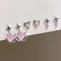 【DT】hot！ 6Pcs/Set Stud Earrings Womens Personality Korean Fashion Pink Temperament Star Piercing for Ears