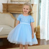 ZZOOI Flower Girls Kids Wedding Dresses For Children Princess Pageant Sequins Party Tutu Birthday 3 5 8 Years Baby Girl Formal Frocks