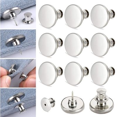 4/8pcs Detachable Jeans Pin Buttons Snap Fastener Sewing-free Pants Retro Metal Buckles Adjustment DIY Clothing Garment Button