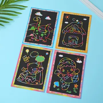 Magic Rainbow Color Scratch Art Painting Paper Card Kit Cartoon