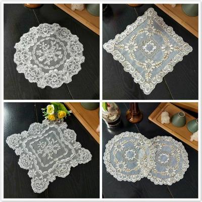【CW】◙✚☎  European Placemat Coaster Embroidery Table Lamp Wood Anti-slip Jewelry