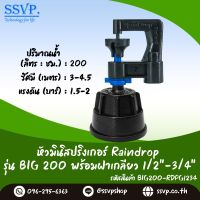 มินิสปริงเกอร์ รุ่น BIG พร้อมฝาครอบเกลียวใน ขนาด 1/2"-3/4"  ปริมาณน้ำ 200 ลิตร/ชั่วโมง รัศมีการกระจายน้ำ 3-4.5 เมตร รหัสสินค้า BIG-200-RDPG1234