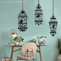 Wall stickers♤✲✸ 13guejudroto1971 3 pçs estilo gótico birdcages com corvos halloween adesivo de parede sala estar quarto festa pássaro animal decalque da do vinil decoração