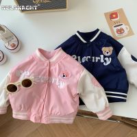 New In for Autumn 2023: Kids Baby Girls Boys Fashion Letter Bear Outwear Coat, Children Single-Breasted Baseball Uniform 0-6Y