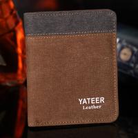 Pria Dompet Koin Dompet Dompet untuk Pria dengan Checkbook Lembut Kartu Case Klasik Kanvas Pria Dompet Uang Tas Dompet