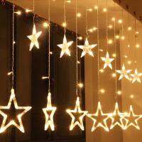 Moon and Star Curtain LED String Light 3.2m Festoon Fairy Lights Home Room Christmas New Year Holiday Party Decor Lamp Garland