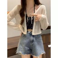 QQK**สินค้าใหม่พร้อมส่ง**เสื้อคลุมไหมพรมคาร์ดิแกน ผ้าตาข่ายฉลุทั้งตัวสวมใส่สบาย (3186)