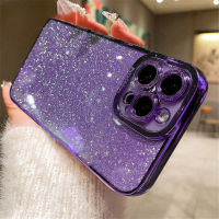 เคสโปร่งใสซิลิโคนกากเพชรเคลือบหรูหราสำหรับ iPhone 14 11 12 13 Pro Max Mini XR X XS 6S 7 8 Plus SE ฝาครอบกันกระแทก