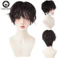 【jw】☋﹍ 7JHH WIGS Short Bob Wigs Curly Crochet Male Hair With Bang Synthetic Resistant Wear Wig