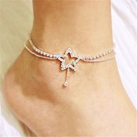 tr1 Shop Heart Shaped Crystal Diamond Female Anklet Fashion Simple Anklet Peach Heart Diamond Studded Foot