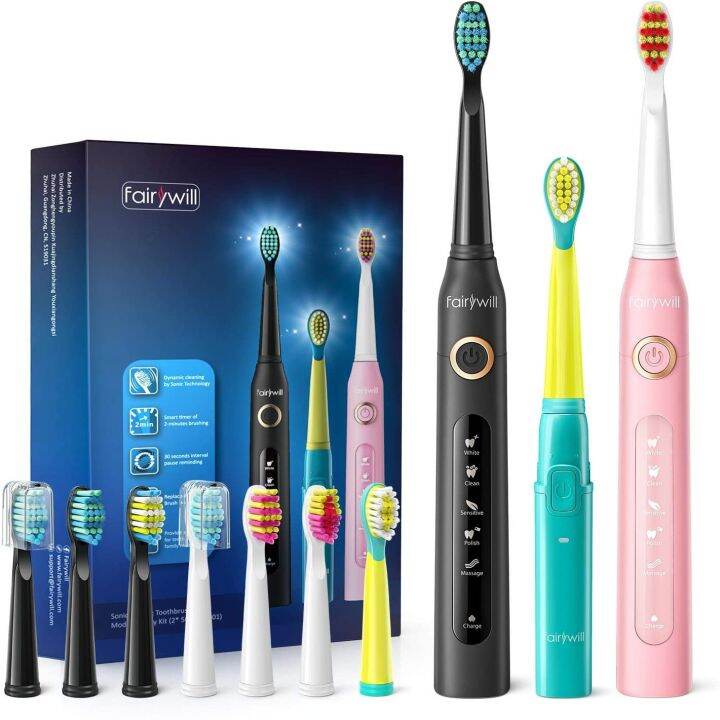 fairywill-fw507-sonic-electric-toothbrushes-for-adults-kids-5-modes-smart-timer-rechargeable-8-super-whitening-toothbrush-heads