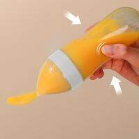 Silicone Squeezing Feeding Bottle Spoon Bottle Feeder Newborn Baby Training Drink Spoon Safe Tableware Training Feeder Dropship Bowl Fork Spoon Sets