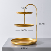 Nordic Double Layer Gold Cosmetics Storage Tray Fruit Plate Jewelry Earrings Rack Holder Display Stand Finishing Racks Organizer