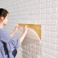 [hot]1Pcs 30cmx35cm 3D self-adhesive wall sticker moisture-proof TV background simulation wallpaper