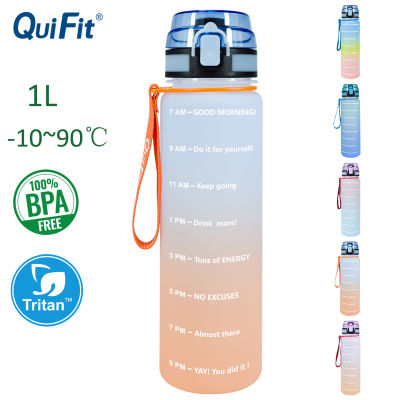 【 Lucky】ขวดน้ำกีฬา1L 32ออนซ์พร้อมฝาปิด Flip-Flop ล็อค BPA Free Leak-Proof Tritan Bottles Outdoor Gym Kettle For Fitness Camping Outdoor Activity Tumbler