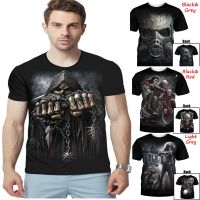 Summer Men 3D T-shirts Fashion Black Skull Printed Short Sleeve Gothic Hip Hop Tops Street Style Teenager T-shirt