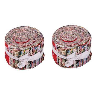2X Fabric Strips Roll Jelly Fabric Bundles Fabric Quilting Strips Roll Up Flower Precut Patchwork with Assorted Patterns