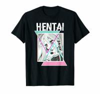 Hen Waifu Lewd เซ็กซี่ Senpai Love Hen Ahegao Otaku Vaporwave สีดำเสื้อยืดพิมพ์เสื้อยืดผู้ชาย Harajuku Aesthetic เสื้อยืด