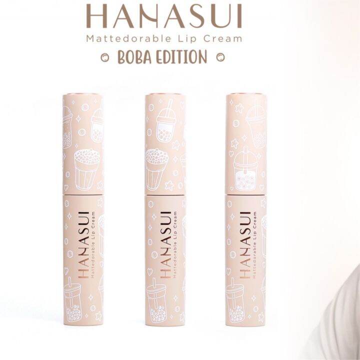 Original Hanasui Mattedorable Lip Cream Boba Edition 01 Forest Berry