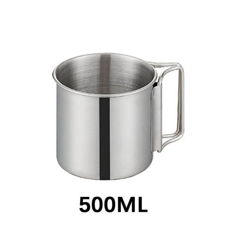 แก้วปิกนิกสแตนเลส304ถ้วยสำหรับออกแคมป์-350-500มล-แก้วน้ำดื่มพกพาได้อุปกรณ์เดินป่ากลางแจ้ง