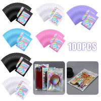 【CW】100Pcs Smell Proof Mylar Bags Resealable Odor Proof Bags Holographic Packaging Pouch Bag Food Jewelry Zip Lock Bag