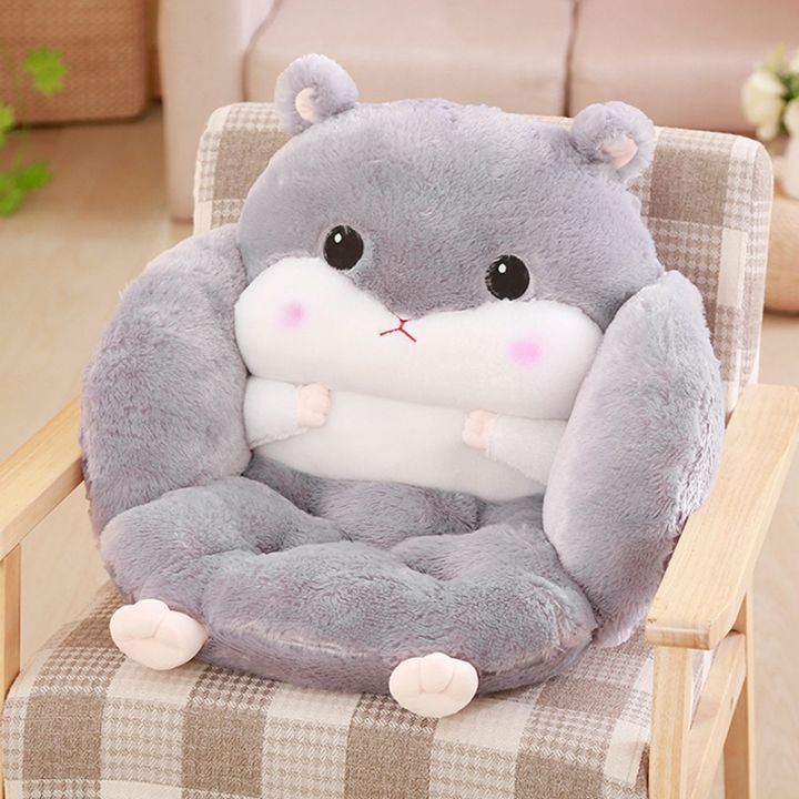 hamster-semi-enclosed-cushion-pain-relief-back-support-chair-cushions-plush-animals-tatami-office-seat-pad-home-decoration