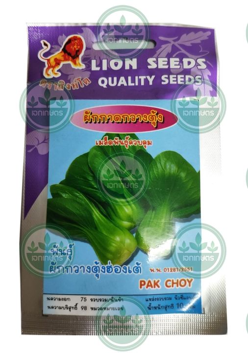 เมล็ดผักกาดกวางตุ้ง พันธุ์ผักกวางตุ้งฮ่องเต้ Pak Choy ตราสิงห์โต