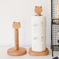 Japanese-Style Solid Wood Tissue Holder Kitchen Toilet Roll Paper Storage Rack Cartoon Animal Head Beech Wood Kitchen Tool Large Bathroom Counter Stor