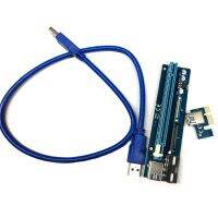 USB 3.0 PCI-E Riser VER006C 4Pin SATA อินเตอร์เฟซแบบ Dual 16x 1x ขับเคลื่อนอะแดปเตอร์การ์ดสำหรับ Bitcoin-Litecoin-ETH