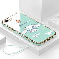 เคสoppo a79 กรอบสีทองชุบด้วยไฟฟ้า รวมทุกอย่าง ฝาหลัง วัสดุ TPU ป้องกันการหล่น ป้องกันการชนกัน กันน้ำ สายรัดข้อมือการ์ตูนน่ารัก เคสโทรศัพท์มือถือ