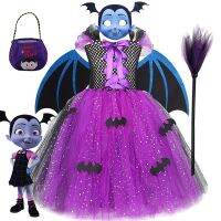 Girls Halloween Cosplay Vampire Costume Children Carnival Vestidos Party Kids Evil Witch Fancy Dress Kids Prom Ball Gown