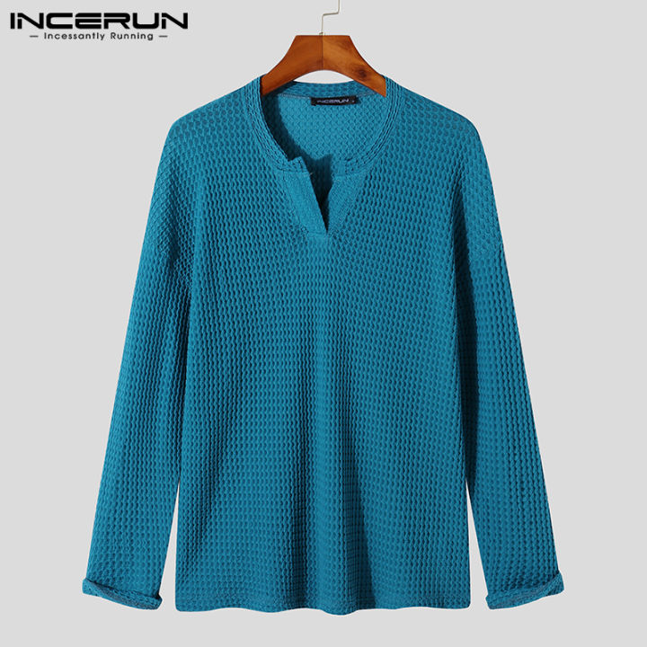 incerun-เสื้อเชิ้ตแขนยาวสำหรับผู้ชาย-เสื้อสวมหัวแฟนซีทรงหลวมสำหรับใส่ไปงานเลี้ยงวันหยุดสไตล์เกาหลี