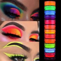 12Box/Set Fluorescent Neon Pigment Eye Shadow Makeup Palette Glitter Shimmer Eyeshadow Face Body Nail Art Cosmetics Tools