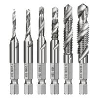 6ชิ้น M3-M10สกรูแตะเจาะบิตไฮสปีดก๊อก Countersink Deburr ชุดเมตริกรวมกันบิต14นิ้ว Hex S Hank ด่วนเปลี่ยน