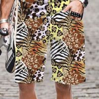 Mens Shorts Streetwear Leopard Print Pattern Mens Clothing Cool Man Casual Swimsuit Oversized Men/Women Elastic Waist Beach