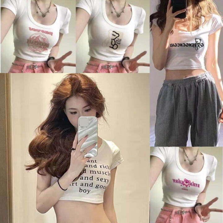 ส่งเร็วพิเศษ-crop-3-เสื้อครอปคอกลม-คอตตอนสุดน่ารักมาแล้ว-ครอปน่ารัก-ครอปสายฝอ-ครอปสายเกา-ครอปยืด