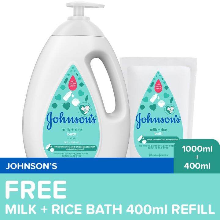 Johnson's Milk Rice Bath 1000ml FREE Refill 400ml Lazada PH
