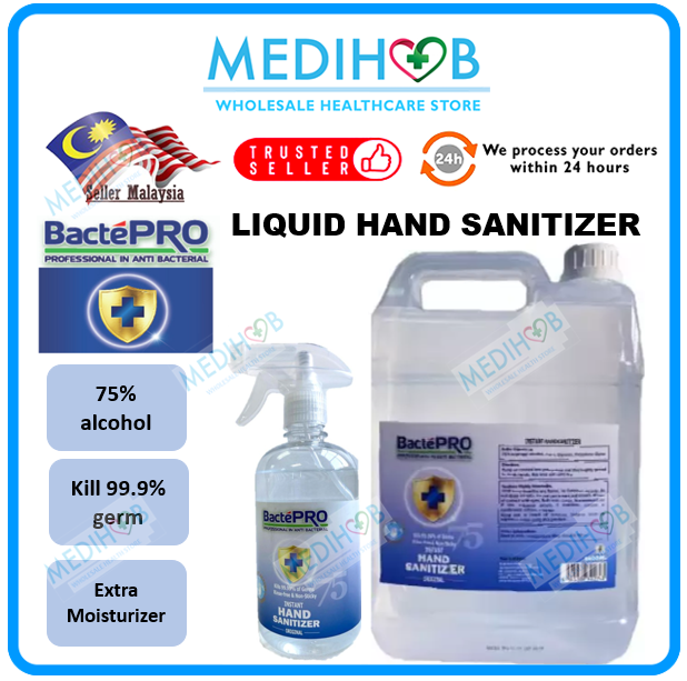 [liquid Type] Bactepro Medicated Hand Sanitizer Liquid 75% Alcohol 