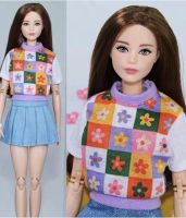 Flower Plaid Shirt Jeans Skirt 1/6 Doll Clothes For Barbie Outfits For Barbie Dress 11.5" Dollhouse Accessories Kids Toy Gift Electrical Connectors