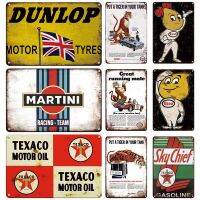 โปสเตอร์ติดผนังสไตล์วินเทจ Dunlop,แผ่นโลหะตกแต่งแนวย้อนยุค,ธีมอู่ซ่อมรถยนต์,ศิลปะตกแต่งผนังโลหะ,ป้ายดีบุกที่ไม่เหมือนใคร