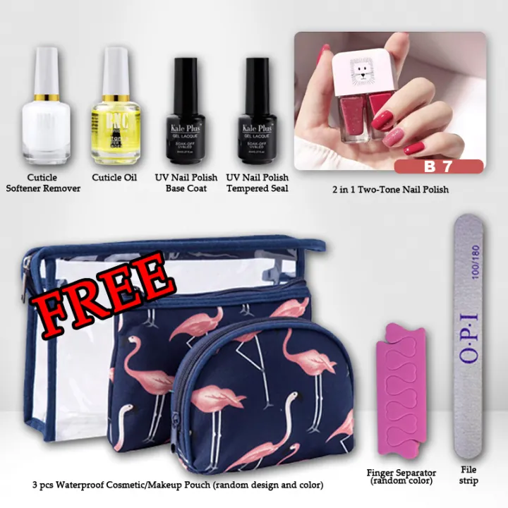 INA Beauty Shop New fashion 2 in 1 two-tone nail polish 12g with Manicure Kits and Free 3pcs Cosmetic Pouch | Lazada PH INA Beauty Shop New fashion 2 in 1 two-tone nail polish 12g with Manicure Kits and Free 3pcs Cosmetic Pouch | Lazada PH
